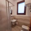 Bagno con doccia, lavabo e finestra.